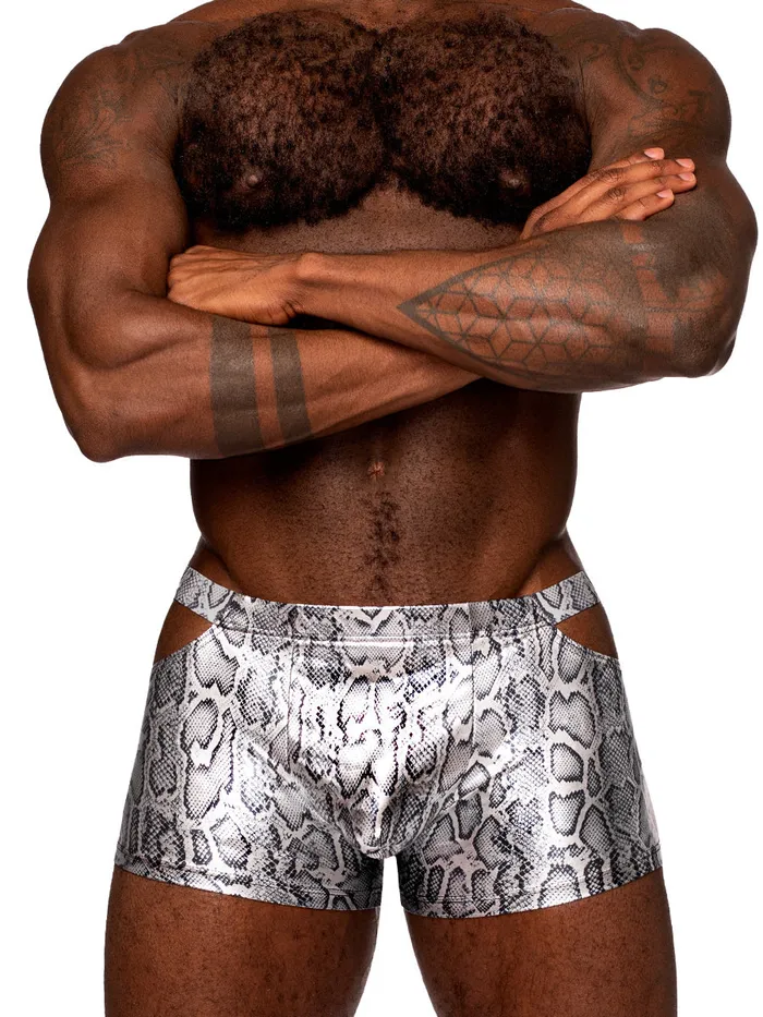 Male Power snaked Pouch Short Small Silverblack Anal
