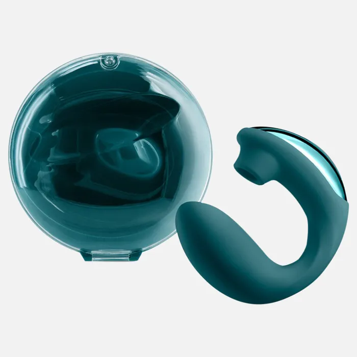 NS Novelties Vibrators Desire Euphoria Dual ended Air Pulse and Suction Vibrator Dark Teal