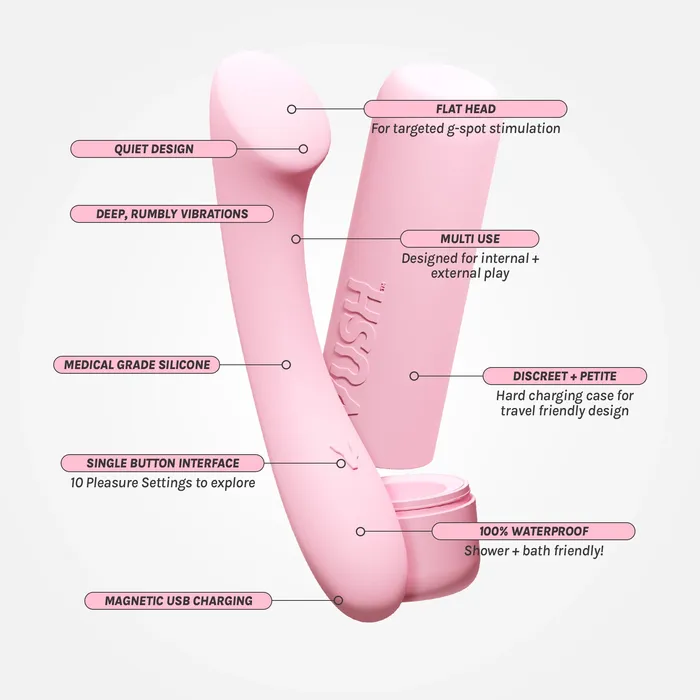 Shine Compact Rechargeable Pink GSpot Vibrator with Travel Case VUSH Female Sex Toys Shine Compact Rechargeable Pink GSpot Vibrator with Travel Case VUSH Female Sex Toys