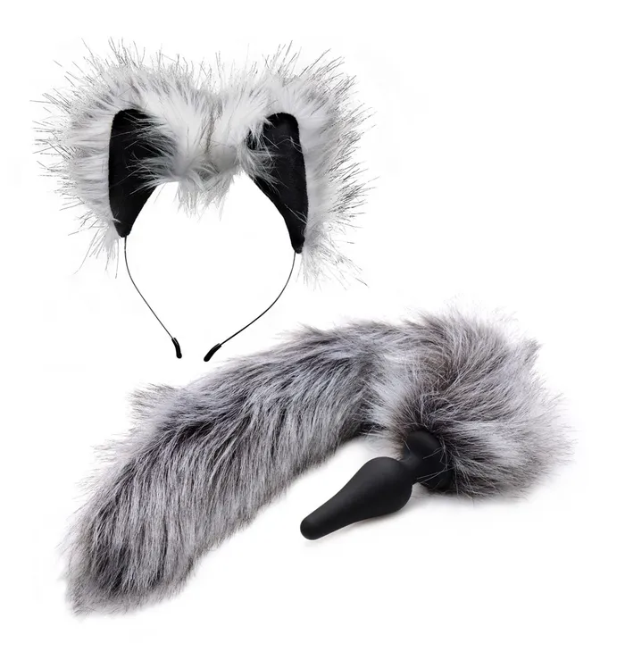 XR Brands Anal Grey Wolf Tail Anal Plug and Ears Set