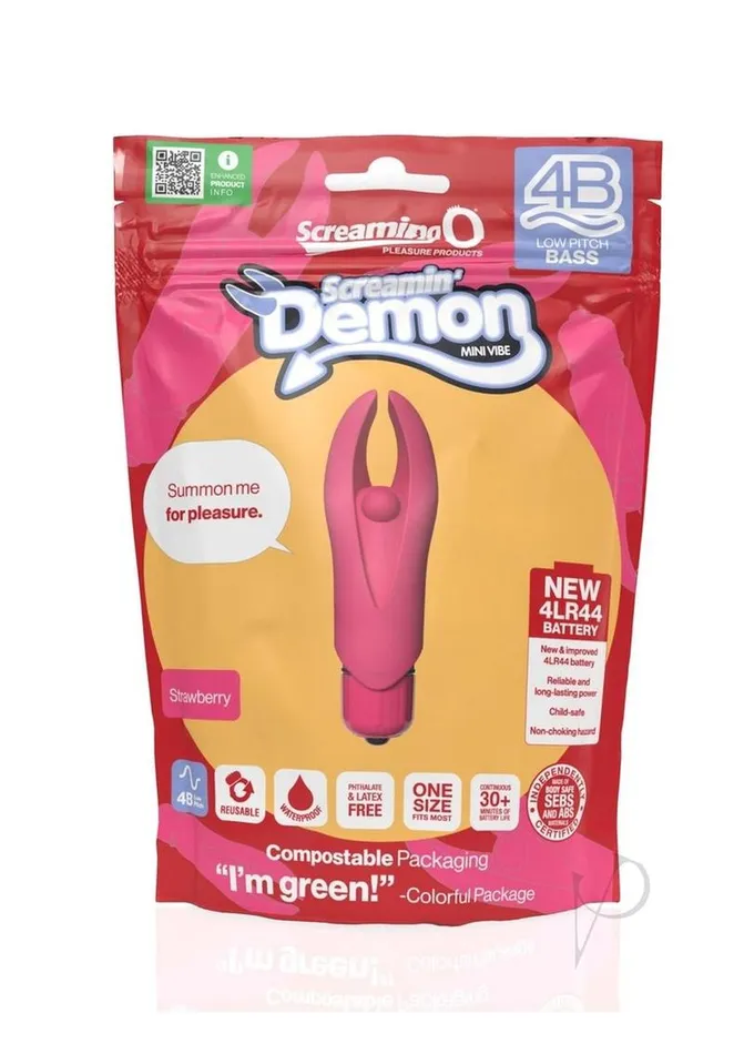 4B Demon Silicone Mini Clitoral Stimulating Vibrator Strawberry Screaming O Female Sex Toys 4B Demon Silicone Mini Clitoral Stimulating Vibrator Strawberry Screaming O Female Sex Toys