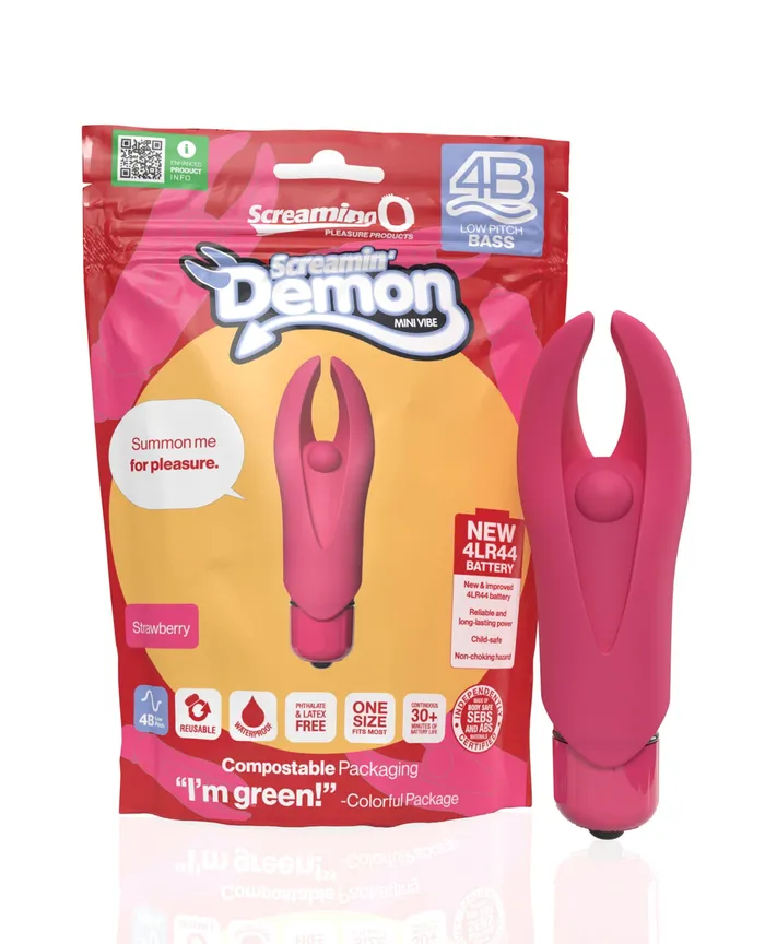 4B Demon Silicone Mini Clitoral Stimulating Vibrator Strawberry Screaming O Female Sex Toys