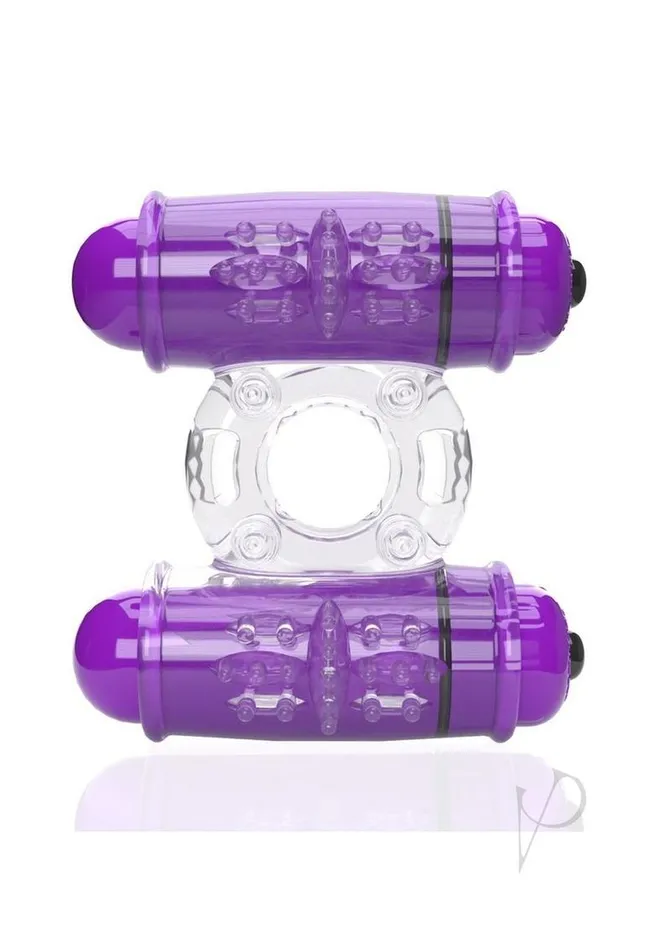 4B Double Wammy Silicone Dual Vibrating Couples Cock Ring Grape Screaming O Couples