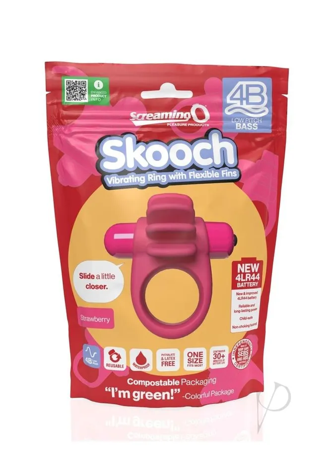 4B Skooch Vibrating Cock Ring Strawberry Screaming O Couples