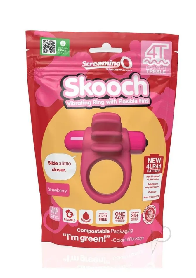 4T Skooch Vibrating Cock Ring with Clitoral Stimulator Strawberry Screaming O Couples 4T Skooch Vibrating Cock Ring with Clitoral Stimulator Strawberry Screaming O Couples