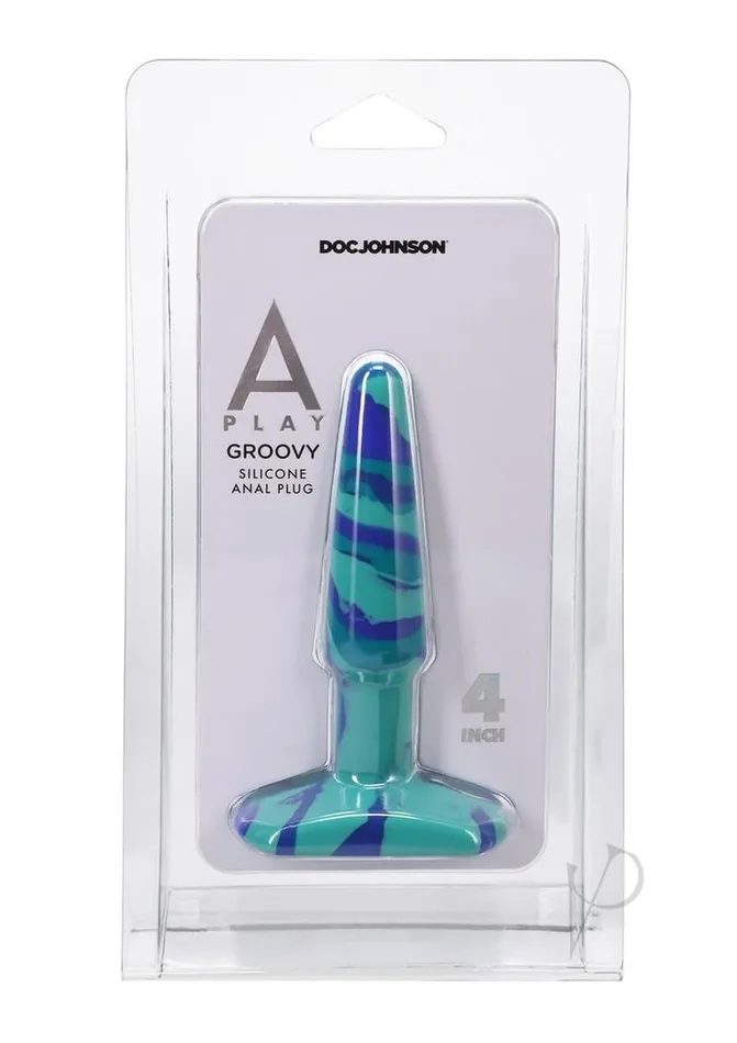 A Play Anal APlay Groovy Silicone Anal Plug 4in Blue