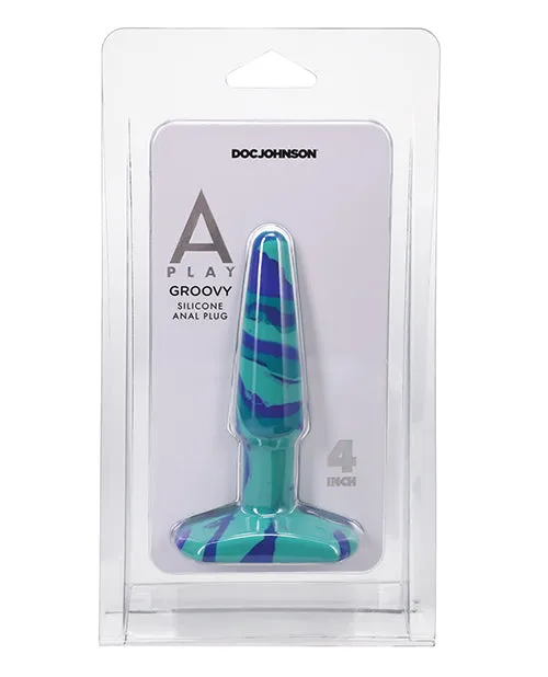 A Play Anal APlay Groovy Silicone Anal Plug 4in Blue A Play Anal APlay Groovy Silicone Anal Plug 4in Blue