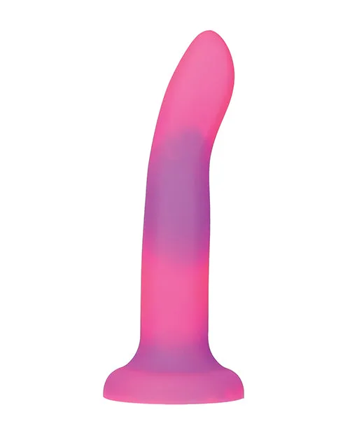 Addiction Addiction Rave Silicone Glow In The Dark Dildo 8in PinkPurple Dildos