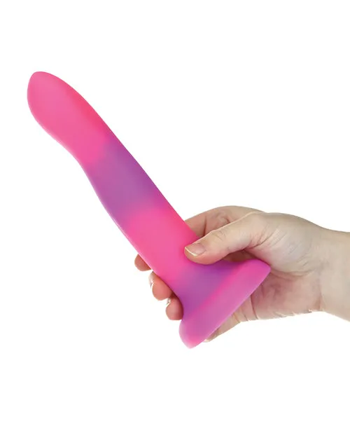 Addiction Addiction Rave Silicone Glow In The Dark Dildo 8in PinkPurple Dildos