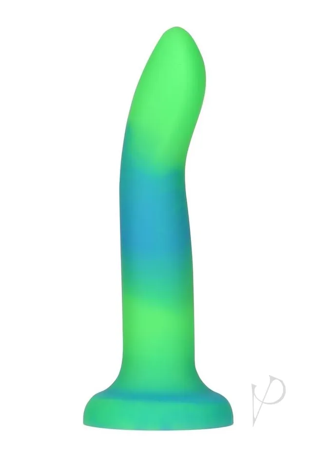 Addiction Dildos Addiction Rave Silicone Glow In The Dark Dildo 8in BlueGreen