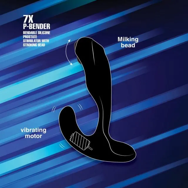 Alpha Pro Male Sex Toys 7X Bendable Prostate Stimulator with Stroking Bead