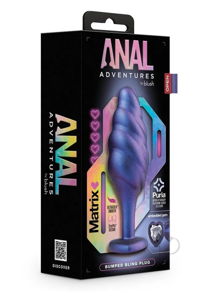 Anal Anal Adventures Anal Adventuers Matrix Bumped Bling Silicone Plug Sapphire