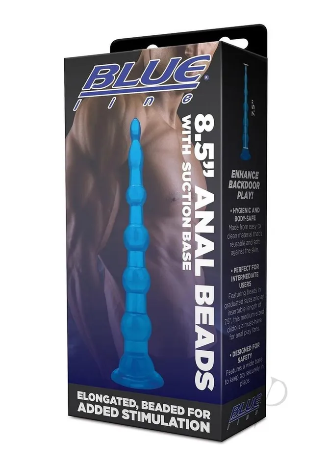 Anal Blue Line Cand B Gear Blue Line Anal Beads with Suction Cup 85in Blue