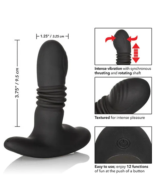 Anal Eclipse Eclipse Thrusting Rotator Probe Silicone Rechargeable Vibrating Butt Plug with Remote Control Black