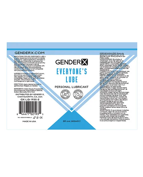 Anal Gender X Gender X Everyones Lube Water Based Lubricant 2oz