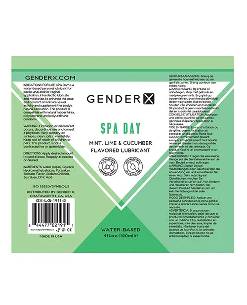 Anal Gender X Gender x Spa Day Water Based Flavored Lubricant 4oz Mint