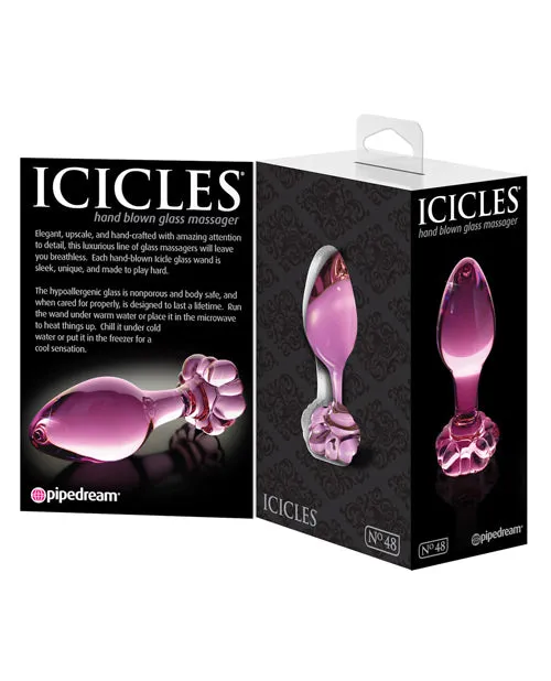 Anal Icicles Icicles No 48 Flower Shaped Glass Anal Plug Pink