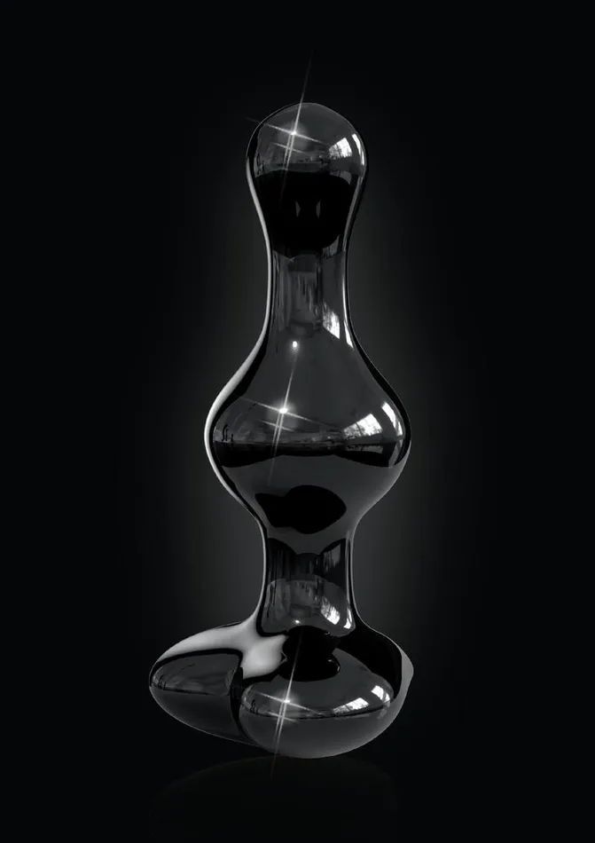 Anal Icicles Icicles No 74 Beaded Heart Shaped Glass Anal Plug Black