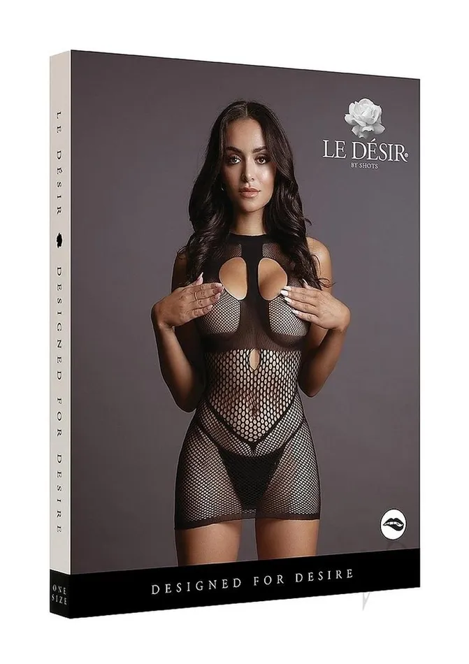 Anal Le Desir Le Desir Duo Net Open Cup Mini Dress OS Black