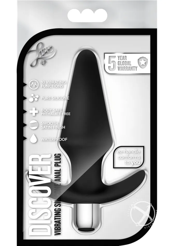 Anal Luxe Discover Silicone Vibrator Butt Plug Black Luxe