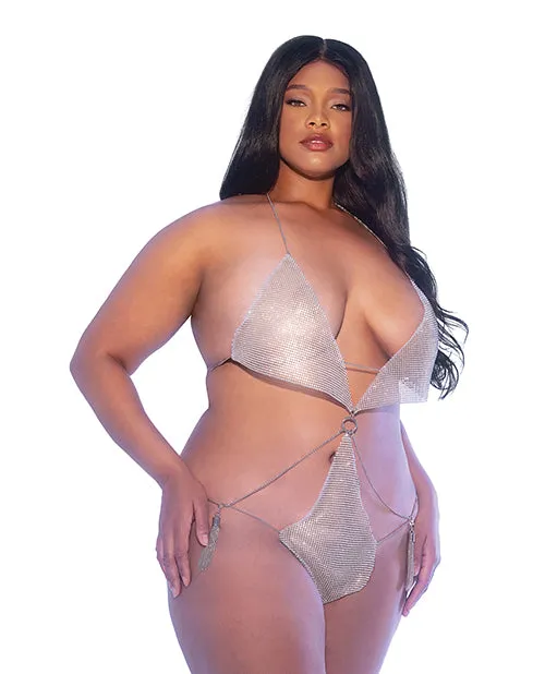 Anal Miami Crystal Mirrored Teddy wChain Tassel Detail Silver 1X2X Roma Confidential Anal Miami Crystal Mirrored Teddy wChain Tassel Detail Silver 1X2X Roma Confidential