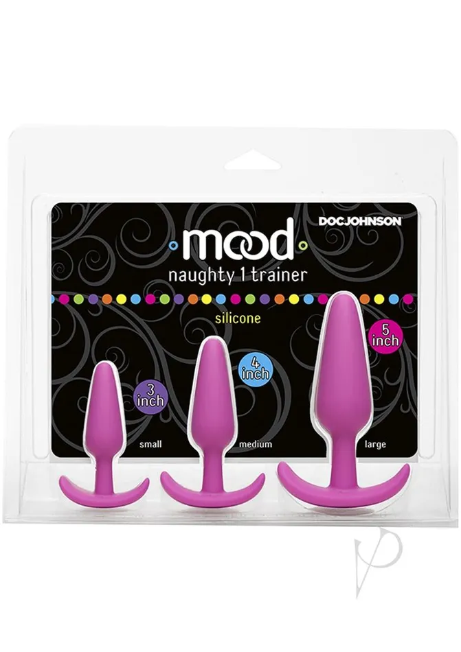 Anal Mood Naughty 1 Trainer Silicone Anal Plug 3 Piece Set Pink Mood