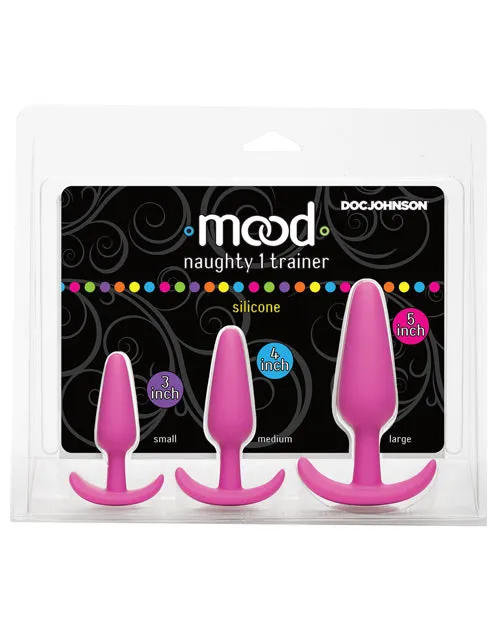 Anal Mood Naughty 1 Trainer Silicone Anal Plug 3 Piece Set Pink Mood
