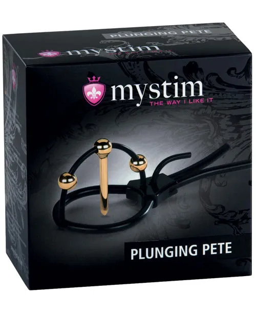 Anal Mystim Mystim Plunging Pete wCorona Strap Urethral Sound BlackGold