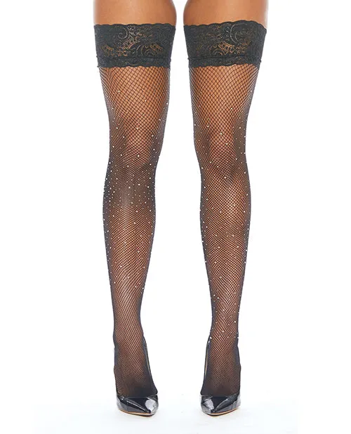 Anal Popsi Lingerie Rhinestone Thigh High wSilicone Black OS Anal Popsi Lingerie Rhinestone Thigh High wSilicone Black OS