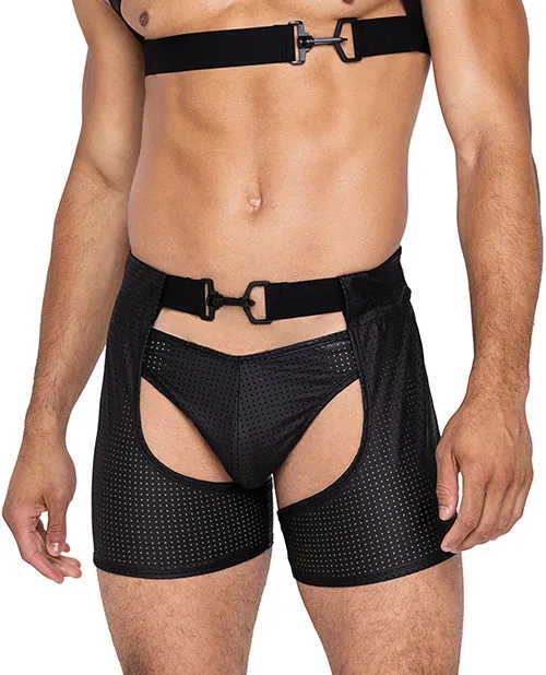 Anal Roma Confidential Master Chaps wHook Ring Closure Rear Cut Out Black LG
