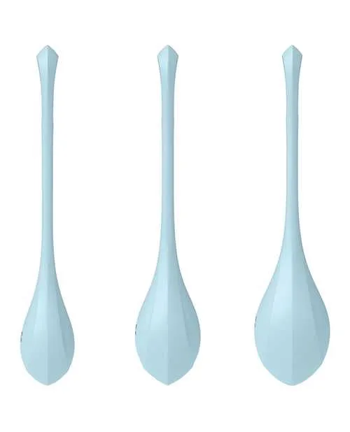 Anal Satisfyer Yoni Power 2 Silicone Weighted Ben Wa Balls Set Light Blue Satisfyer