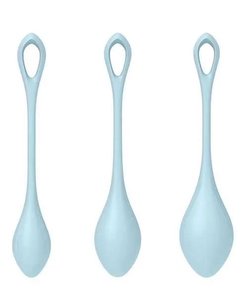 Anal Satisfyer Yoni Power 2 Silicone Weighted Ben Wa Balls Set Light Blue Satisfyer