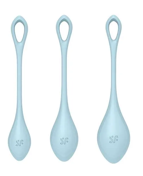 Anal Satisfyer Yoni Power 2 Silicone Weighted Ben Wa Balls Set Light Blue Satisfyer
