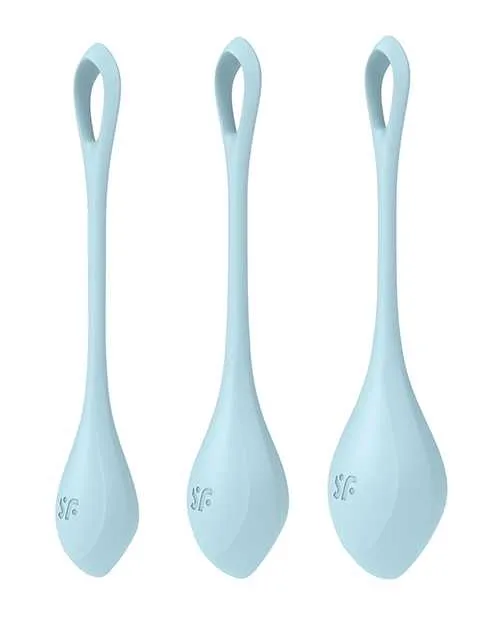 Anal Satisfyer Yoni Power 2 Silicone Weighted Ben Wa Balls Set Light Blue Satisfyer