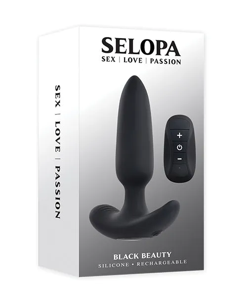Anal Selopa Selopa Black Beauty Rechargeable Silicone Vibrating Anal Plug with Remote Control Black