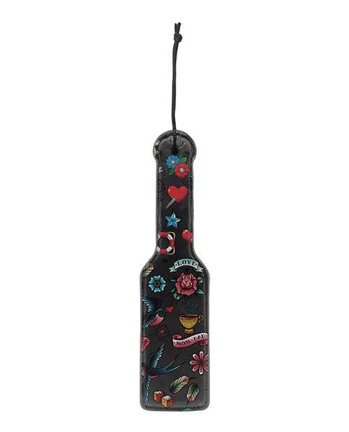 Anal Shots Ouch Old School Tattoo Style Printed Paddle Black Ouch
