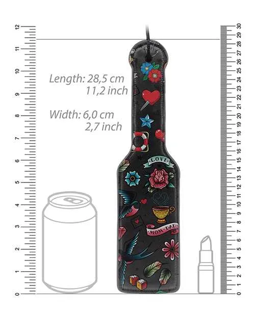 Anal Shots Ouch Old School Tattoo Style Printed Paddle Black Ouch