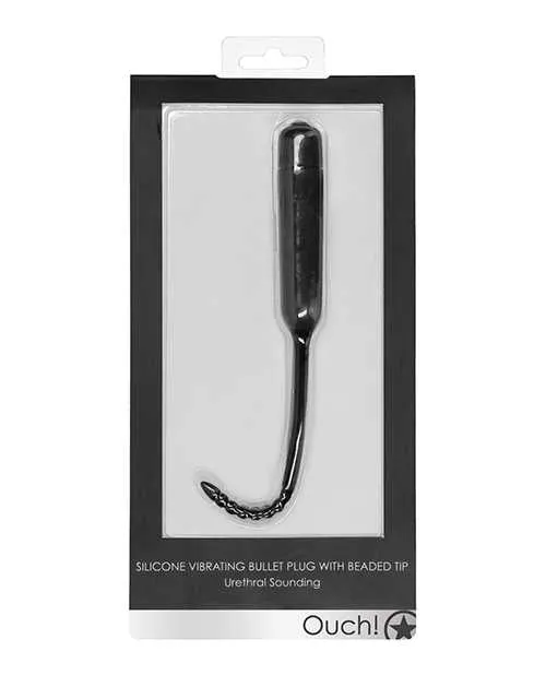 Anal Shots Ouch Urethral Sounding Silicone Vibrating Bullet Plug wBeaded Tip Black Ouch Anal Shots Ouch Urethral Sounding Silicone Vibrating Bullet Plug wBeaded Tip Black Ouch