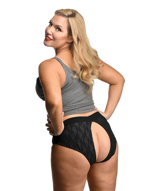 Anal Strap U Strap U Lace Envy Black Crotchless Panty Harness XXLarge Black