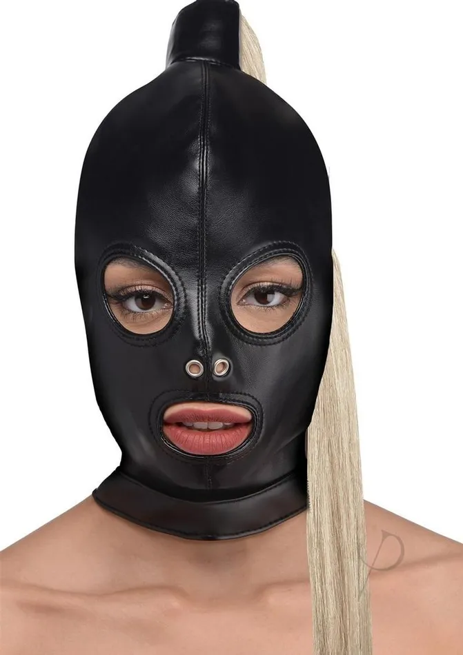 Anal Strict Blonde Ponytail Bondage Hood Black Strict