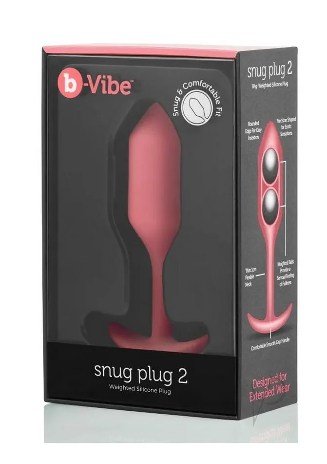B Vibe Anal BVibe Snug Plug 2 Silicone Weighted Anal Plug Coral