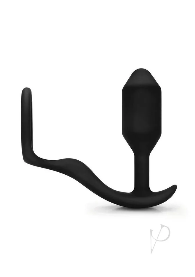 B Vibe Male Sex Toys BVibe Snug and Tug Silicone Cock Ring and Anal Plug Black