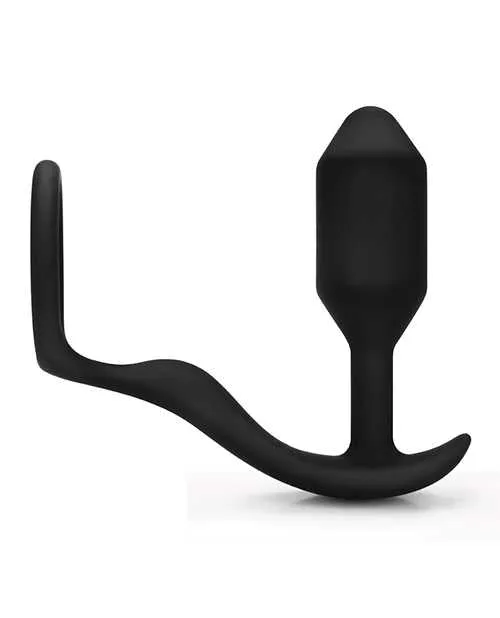B Vibe Male Sex Toys BVibe Snug and Tug Silicone Cock Ring and Anal Plug Black