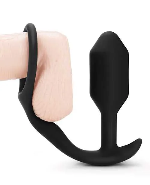 B Vibe Male Sex Toys BVibe Snug and Tug Silicone Cock Ring and Anal Plug Black