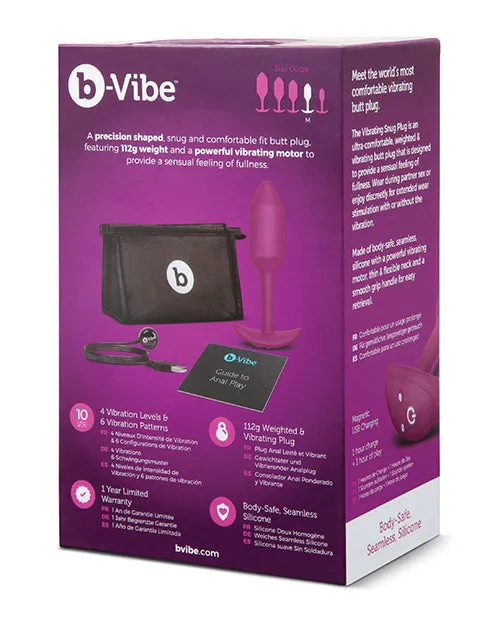 BVibe Vibrating Snug Plug 2 Rechargeable Silicone Anal Plug Rose B Vibe Anal
