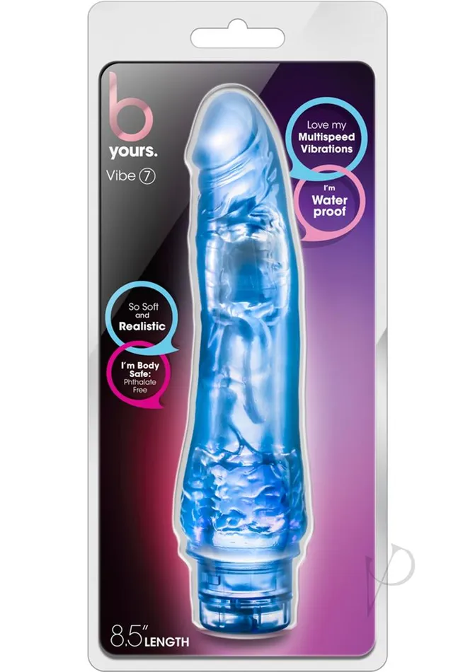 B Yours Vibe 7 Vibrating Dildo 85in Blue B Yours Vibrators