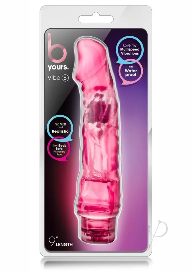 B Yours Vibrators B Yours Vibe 6 Vibrating Dildo 9in Pink