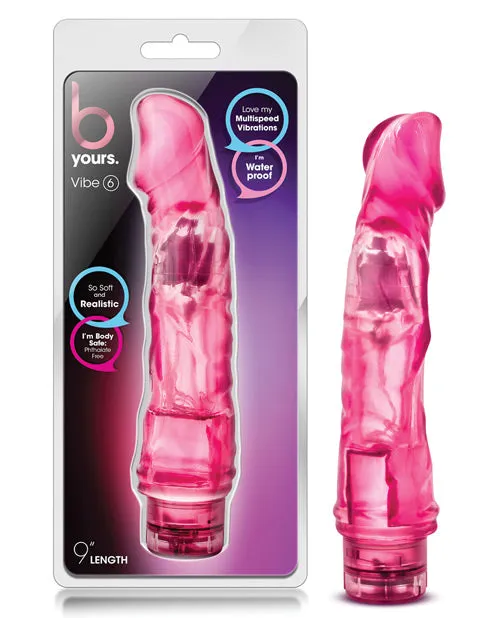 B Yours Vibrators B Yours Vibe 6 Vibrating Dildo 9in Pink