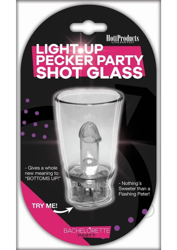 Bachelorette Dildos Light Up Pecker Party Shot Glass with Hang String Clear