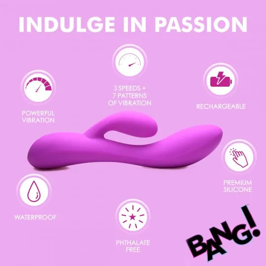 Bang Vibrators 10X Flexible Silicone Rabbit Vibrator Purple
